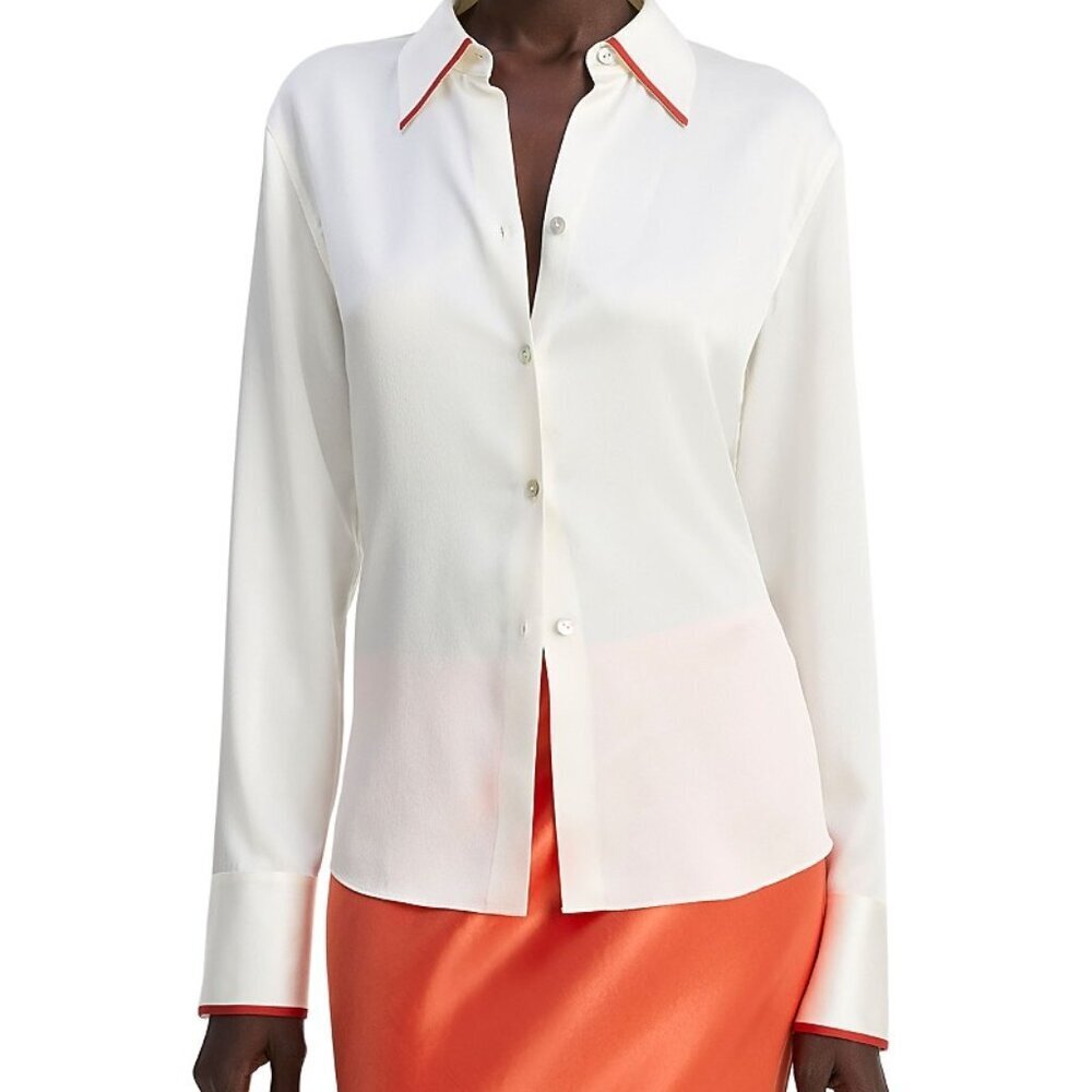 Vince Tipped Silk Shirt, XXS